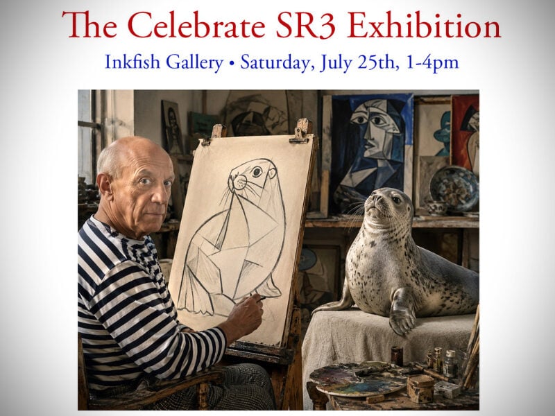 Marine animal art show fundraiser for SR3 is this Saturday, July 25 at Inkfish Gallery