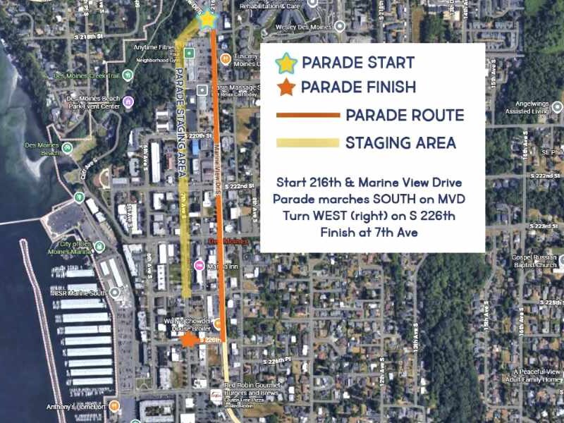 Map shows Waterland Parade route, Saturday traffic restrictions in Des Moines