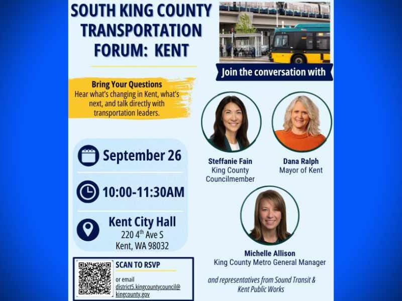 King County Councilmember Steffanie Fain to host transportation forum on Saturday, Sept. 26