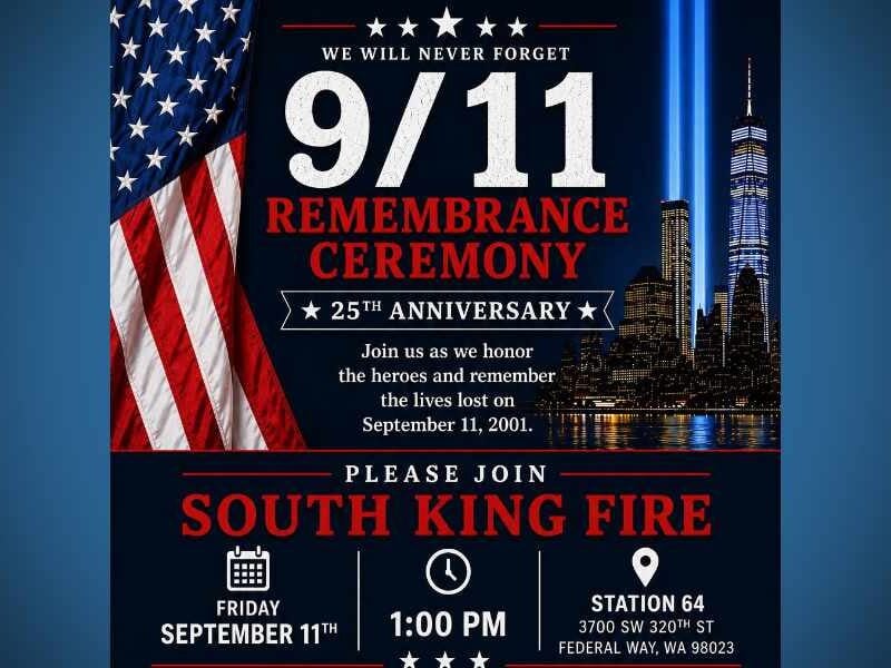 South King Fire to host 9/11 remembrance ceremony on Friday, Sept. 11